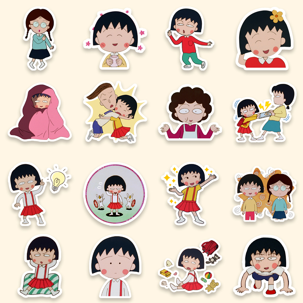 动画樱桃小丸子贴纸可用于手机壳笔记本电脑等装饰共40枚无重复