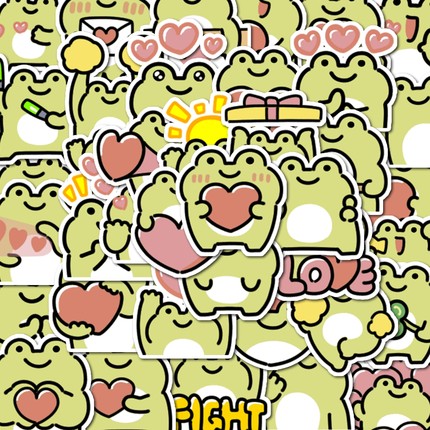 小清新小青蛙贴纸可用于手机壳笔记本电脑等装饰共40枚无重复自粘