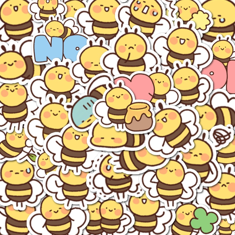 小清新小蜜蜂贴纸自粘可用笔记本宿舍墙面桌面镜子柜子冰箱等装饰