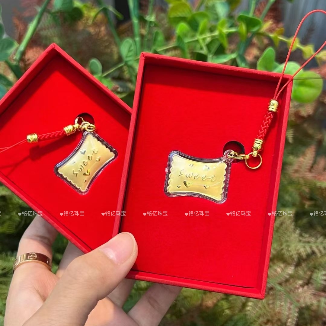 足金999黄金糖果0.1克挂绳吊坠挂件结婚订婚喜糖伴手礼回礼