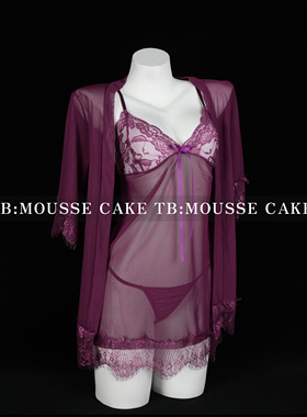 性感纯欲蕾丝吊带网纱睡裙紫色韵味居家御姐情侣约会制服晴趣qqny