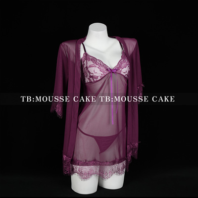 性感纯欲蕾丝吊带网纱睡裙紫色韵味居家御姐情侣约会制服晴趣qqny