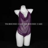 性感纯欲紫色韵味堆堆领网纱挂脖肚兜裙御姐情侣约会制服晴趣qqny