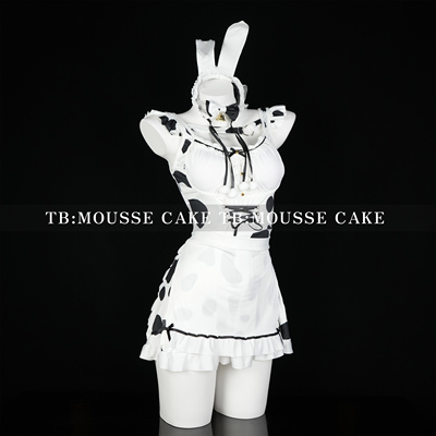 性感纯欲小胸友好带胸垫小奶牛兔女郎连身裙情侣约会制服晴趣qqny