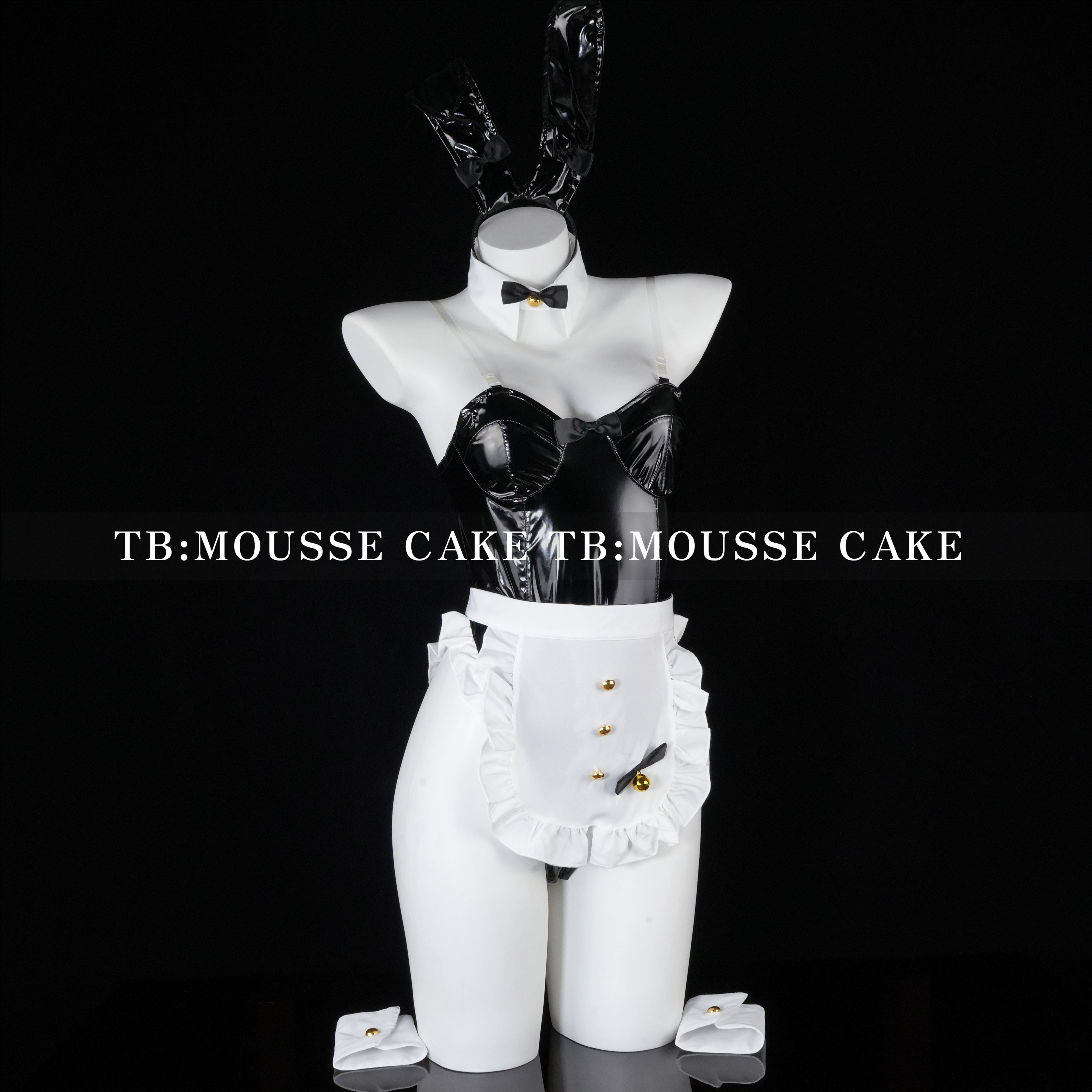 性感纯欲pu亮面漆皮暗扣开裆吊带兔女郎女仆情侣约会制服晴趣qqny