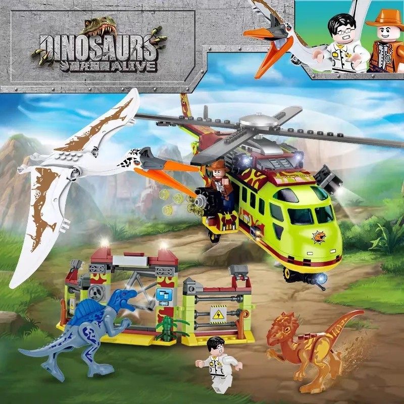 2025新款现货侏罗纪逃离追捕风神翼龙男孩益智拼装积木儿童玩具