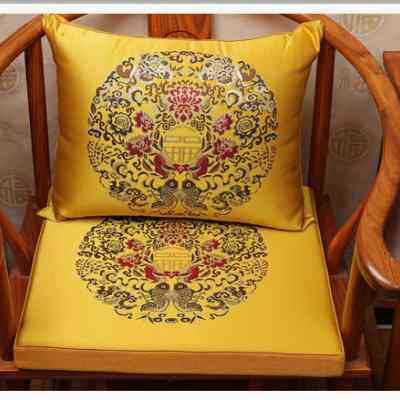 新中式海绵乳胶棕垫红木沙发垫罗汉床实木圈椅太师椅坐垫刺绣定做