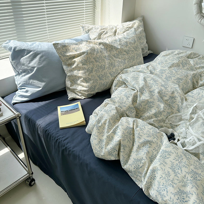 散文诗ins复古印花40支全棉四件