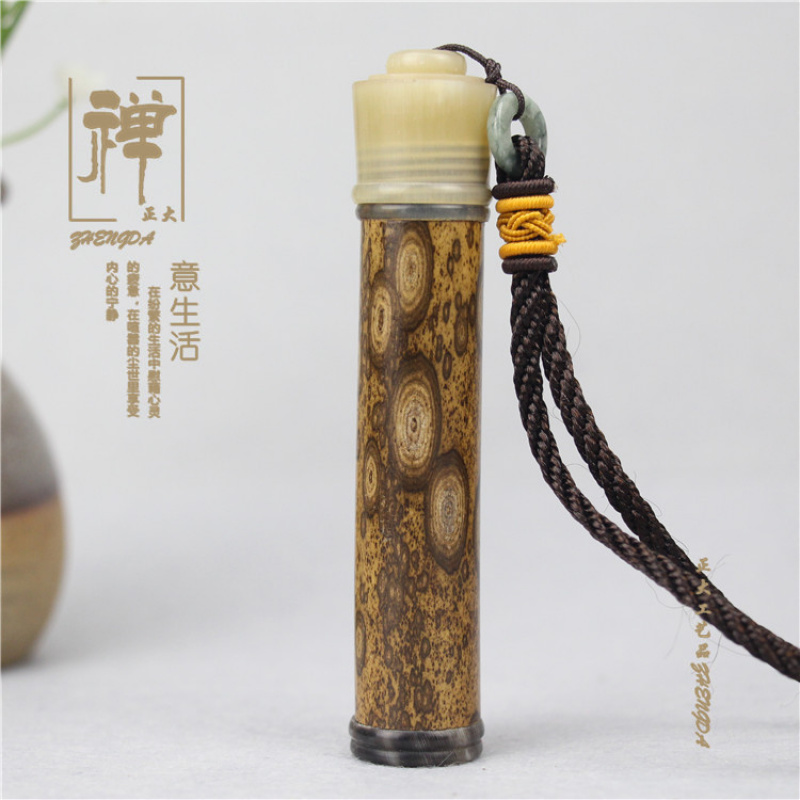 正大精品梅鹿竹镶花牛角螺口牙签