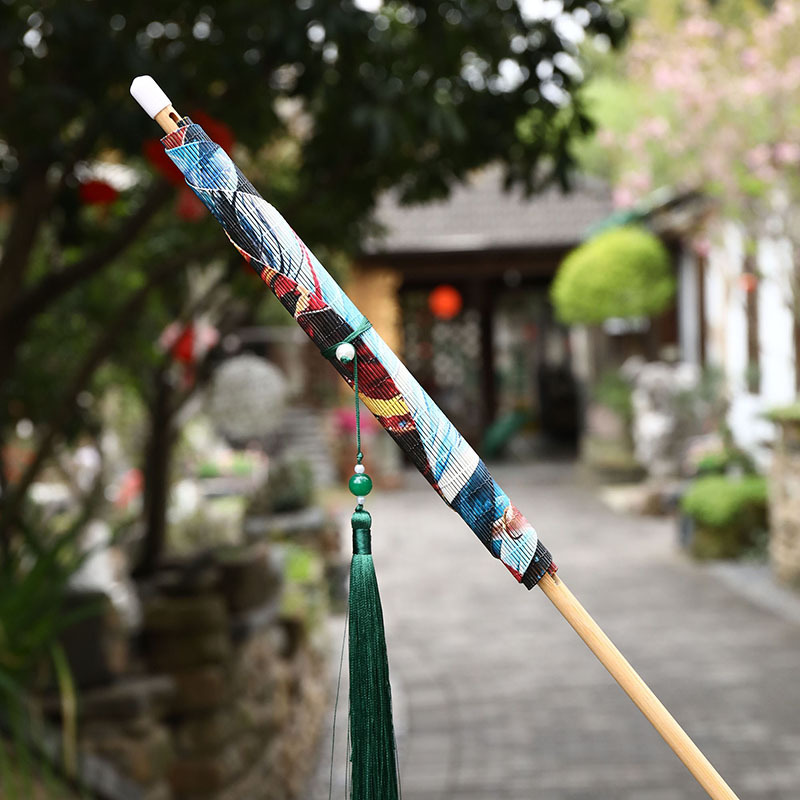 复古竹编腰扇汉服团扇可卷收圆形