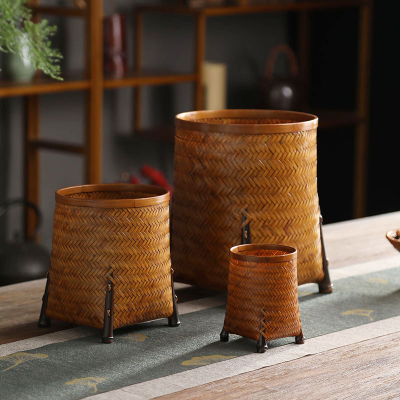 竹编茶筒六君子茶则茶针茶夹收纳