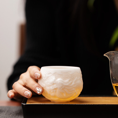 一品仟堂玉瓷茶杯主人杯高档中式