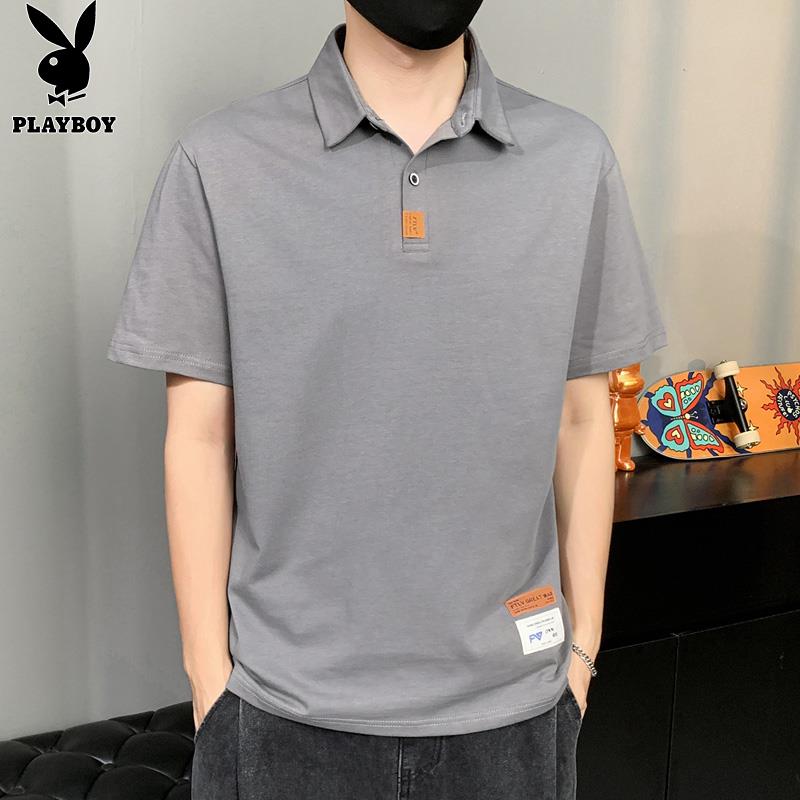 花花公子短袖Polo衫男士休闲翻领上衣服夏季薄款潮流纯棉t恤男装