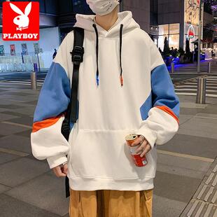 花花公子连帽卫衣男冬季宽松潮牌2021秋季潮ins学生秋冬套头外套