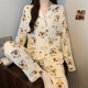萌趣卡皮巴拉ins风休闲甜美皱布睡衣女士春秋高级感长袖 批发 套装