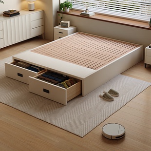 Casa Relax无床头全实木榻榻米齐边落地床榉木静音排骨架定制尺寸