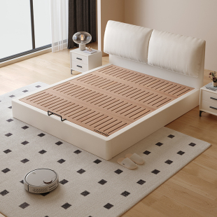 Casa Relax現(xiàn)代簡(jiǎn)約大象耳朵床奶油風(fēng)松木主臥小戶型雙人婚床定制