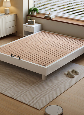 Casa Relax全榉木无床头榻榻米悬浮床小户型榉木排骨架床板可定制