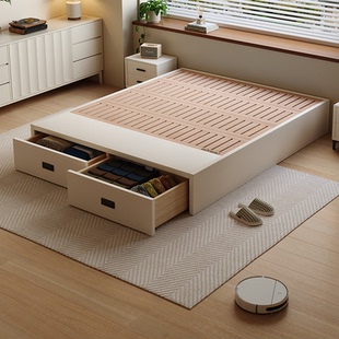 Casa Relax无床头榉木床榻榻米尾抽储物床榉木静音排骨架定制尺寸