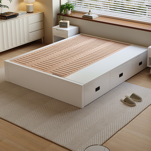 Casa Relax无床头全实木榻榻米侧抽储物床松木静音排骨架定制尺寸