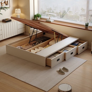 Casa Relax无床头榉木床榻榻米侧抽气压储物床榉木排骨架定制尺寸