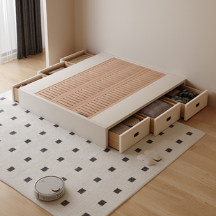 Casa Relax无床头全实木榻榻米抽屉储物床松木静音排骨架定制尺寸