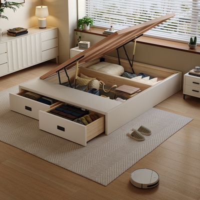 Casa Relax无床头榉木床榻榻米尾抽侧压储物床榉木排骨架定制尺寸