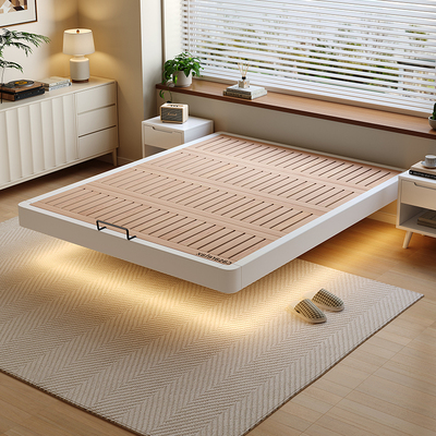 Casa Relax全实木无床头榻榻米悬浮床小户型榉木排骨架床板可定制