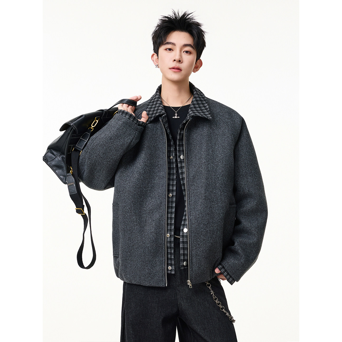 吾一白秋冬季2025新款男生美式宽松保暖假两件外套男士休闲夹克,男装,棉衣,淘宝优惠券,粉丝福利购,淘宝优惠卷