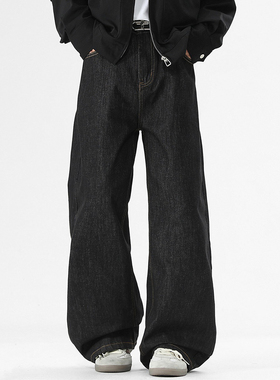 吾一白春秋季2026新款男生美式宽松原牛阔腿牛仔裤男士直筒休闲裤