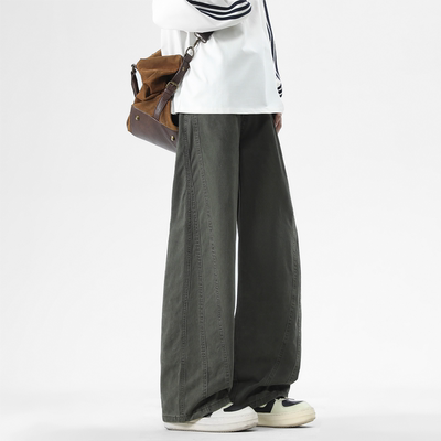 吾一白awhite宽松潮流拼接工装裤