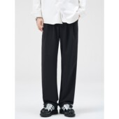 百搭直筒裤 吾一白春秋季 男士 男生宽松垂感黑色休闲西裤 子 2026新款