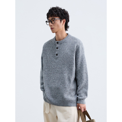 吾一白awhite亨利领针织衫毛衣