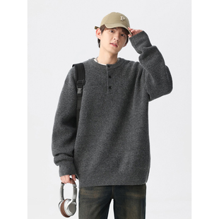 毛衣男士 吾一白春秋季 慵懒宽松针织衫 男生美式 情侣外套 2025新款