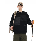 宽松黑上衣男士 吾一白秋冬2025新款 男生美式 重磅潮流圆领情侣卫衣