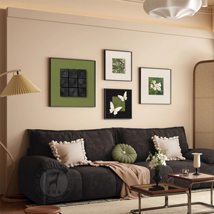 中世纪风格意大利Normcore客厅装饰画法国覆古绿色壁画奶油风格餐