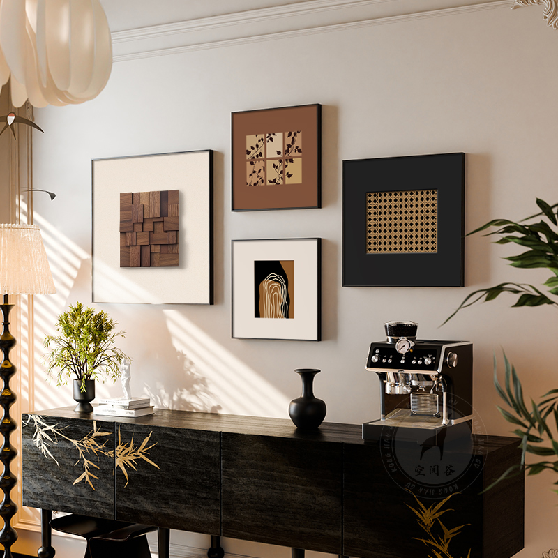 法式中古风饭厅装饰画 画高级感组合壁画 画意式极简客厅沙发背景