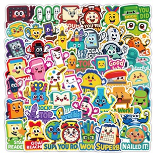106张儿童英文奖励贴纸卡通可爱萌系奖励学生小朋友励志防水贴画