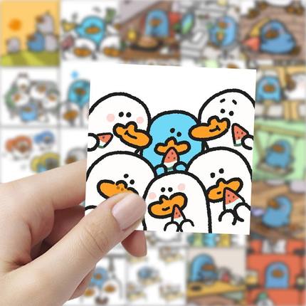 小蓝鸭贴纸卡通可爱创意线条插画diy手机桌子电脑笔记本装饰贴图