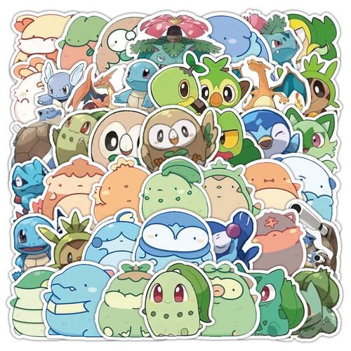 60张水系宝可梦贴纸妙蛙种子水箭龟甲贺忍蛙装饰手机壳行李箱贴画