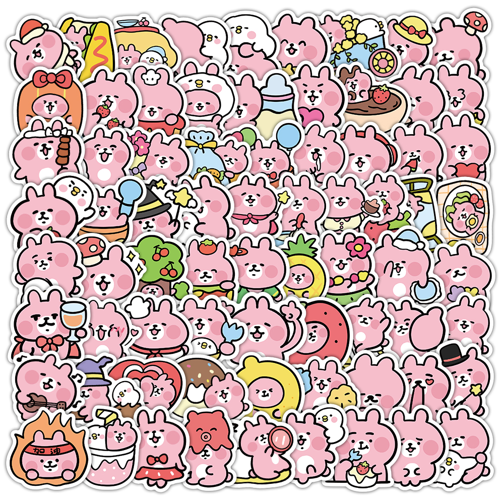 200张卡娜赫拉兔贴纸卡通粉红兔兔Kanahei's Usagi P装饰防水贴画