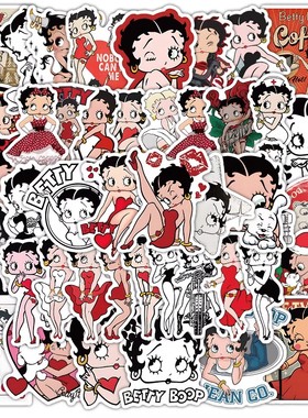 100张Betty Boop贝蒂娃娃贴纸卡通漫画人物周边装饰水杯防水贴画