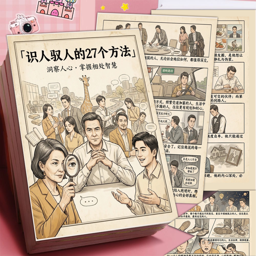 9张职场识人取人的27种方法贴纸洞察人心成年人社交处世智慧贴画