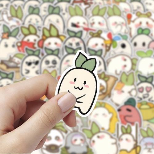 120张桃园小萝卜贴纸卡通可爱治愈呆萌表情包装饰手机壳防水贴画