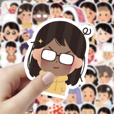 日本小人贴纸搞笑ins可爱二次元卡通动漫周边diy手机电脑贴画防水