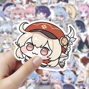 120张原神Q版 饰手机壳行李箱防水封口贴 表情贴纸甘雨钟离迪卢克装