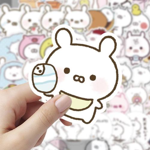 120贴可爱兔丸贴纸卡通表情装饰笔记本手账手机diy贴画防水桌面