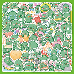 60张小恐龙贴纸卡通可爱Q版 饰手机壳笔记本电脑防水贴画diy 恐龙装