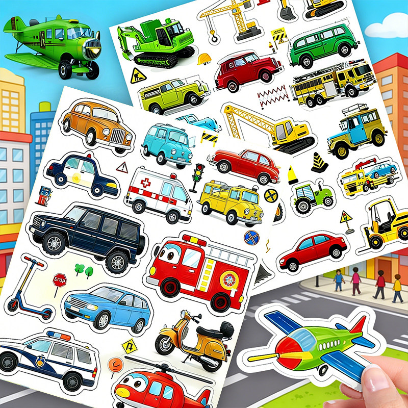 卡通可爱交通工具贴纸挖掘机飞机汽车轮船儿童趣味益智奖励贴画,文具电教/文化用品/商务用品,贴纸/立体贴纸,淘宝优惠券,粉丝福利购,淘宝优惠卷