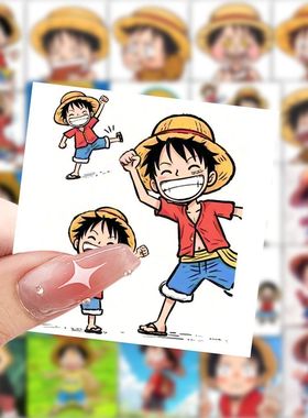 175张Q版海贼王路飞贴纸动漫笔记本电脑周边手帐手机装饰防水贴画